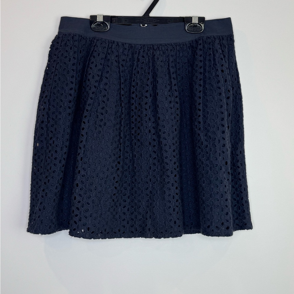 Soaked in Luxury navy lazer cut lace eyelet mini skirt size small